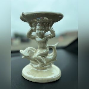 Vintage Luster Holland Mold Cherub on Dolphin Ceramic Soap Dish